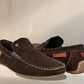 Brown Suede Men's Formal Slip-On Driving Shoes with Memory Foam