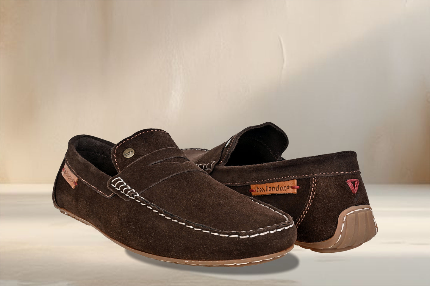 Brown Suede Men's Formal Slip-On Driving Shoes with Memory Foam