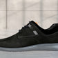 Black Leather Men Round Toe Lightweight Nubuck Sneaker