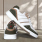 White & Olive leather Lace-up Sneakers for Men