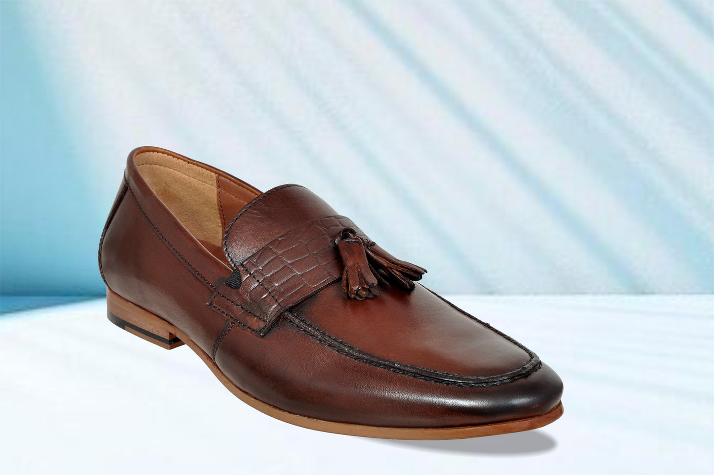 Brown Leather Formal Tassel Loafers