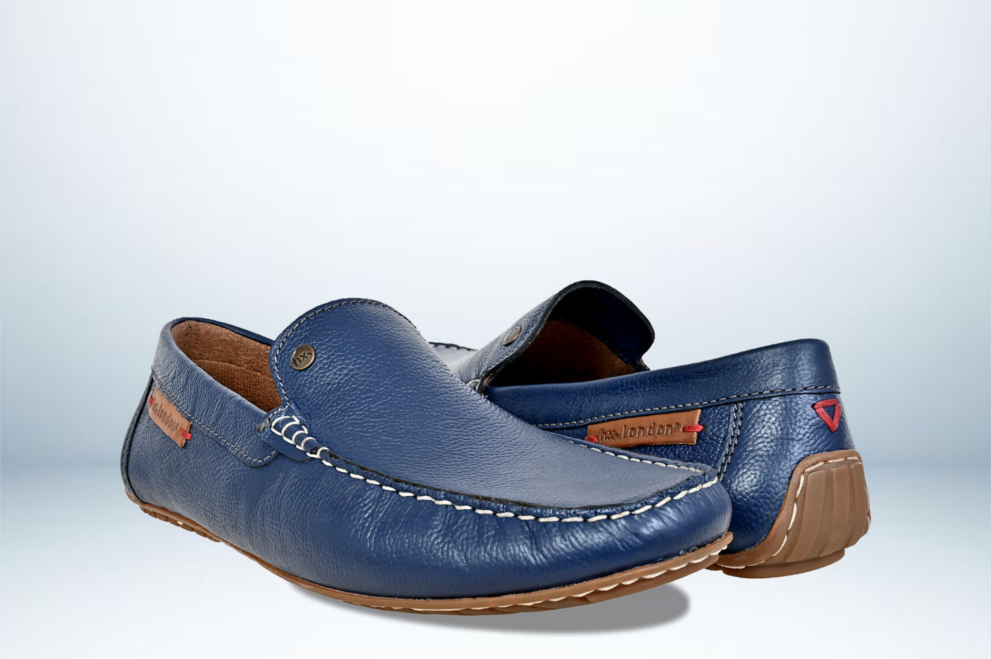 Light Blue Leather Men Lightweight Penny Driving Shoes
