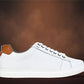 White Genuine Leather Formal Lace-Up Sneakers For Men