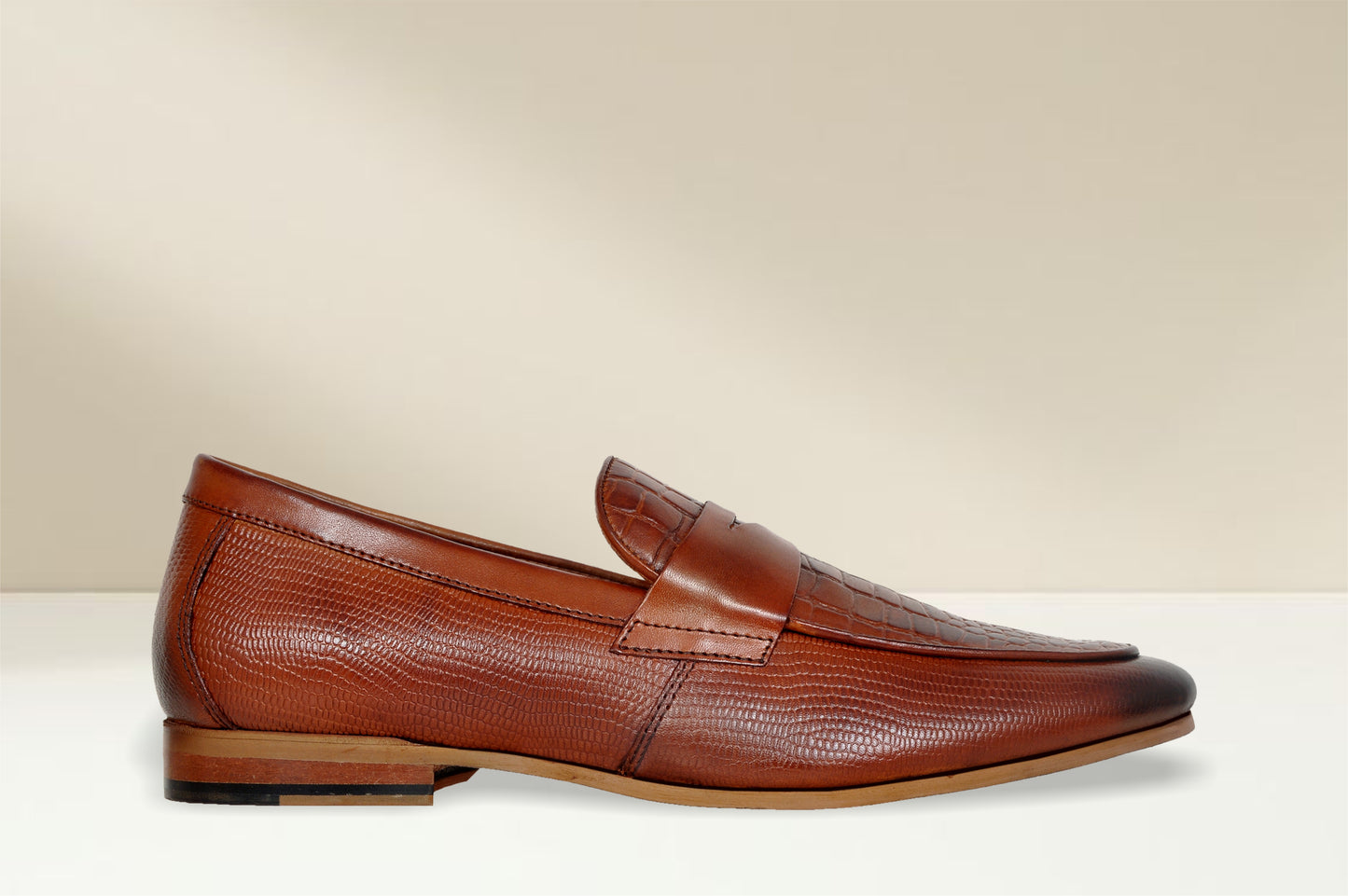 Tan Genuine Leather Textured formal Loafers