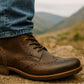 Brown Genuine Leather Men's brogue lace-up boots for Casual Wear