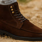 Brown Genuine Suede Leather Biker Boots For Men