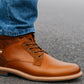 Tan Leather Textured Mid Top Biker Boots