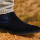 Navy Suede Chelsea Boots For Men