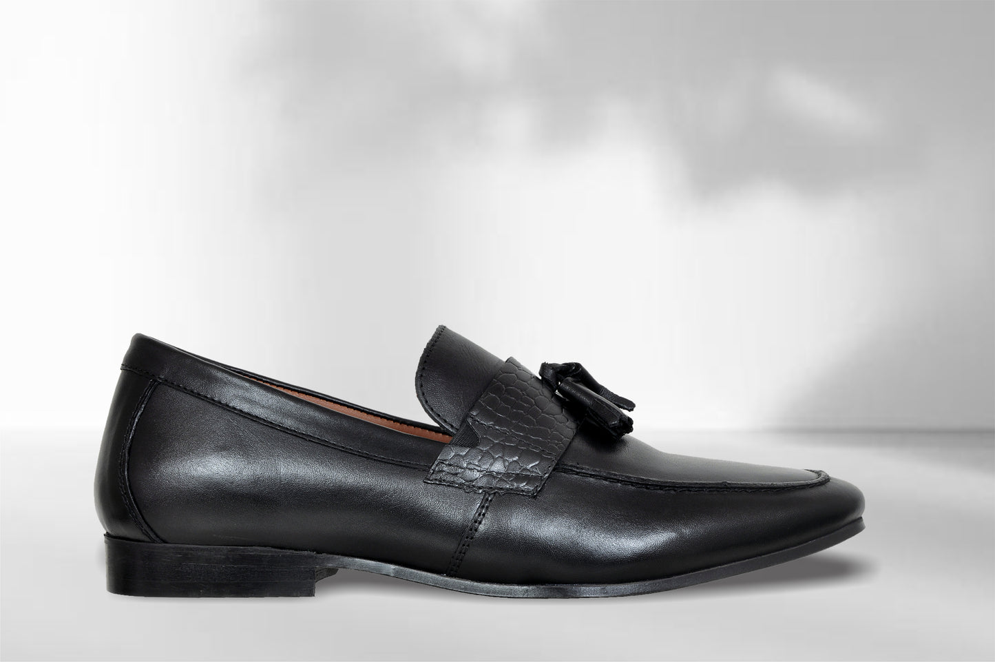 Black Leather Formal Tassel Loafers