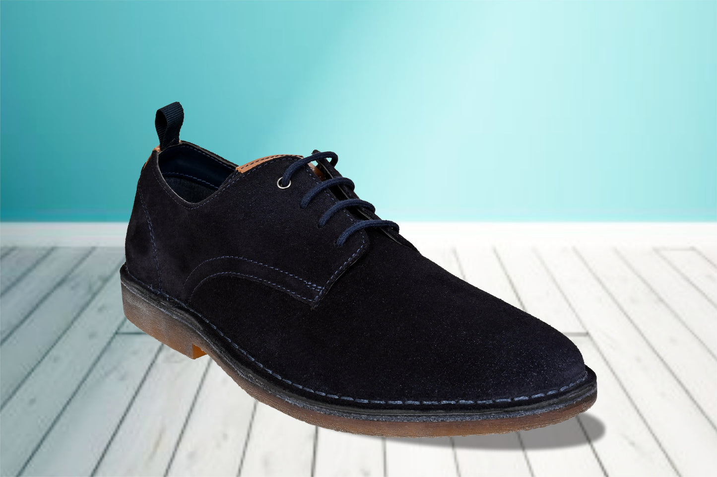 Navy Suede Men's Formal Lace-Up Shoes with Memory Foam Comfort