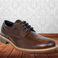 Brown Leather Men Textured Formal Derby Shoes