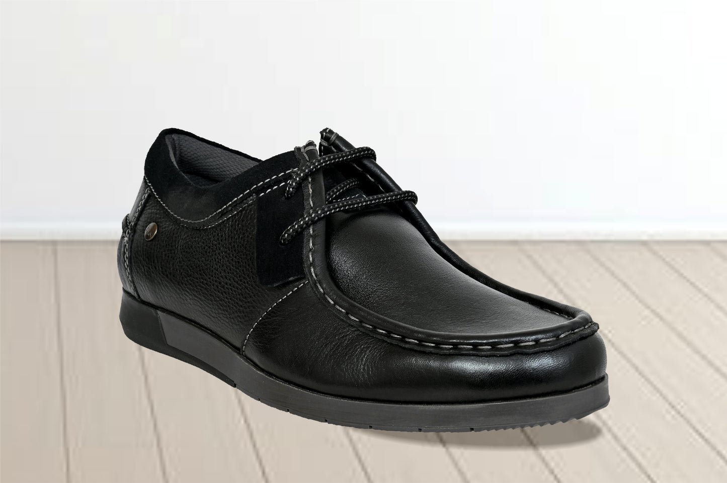 Black Leather Formal Lace-Up Shoes For Men