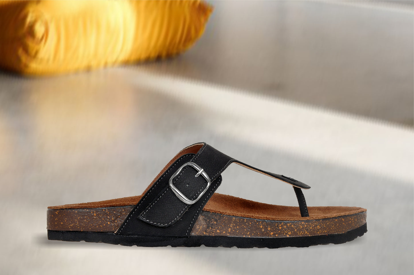 Black Leather Sandal Casual Leather Flats For Men