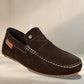 Brown Suede Men's Formal Slip-On Driving Shoes with Memory Foam