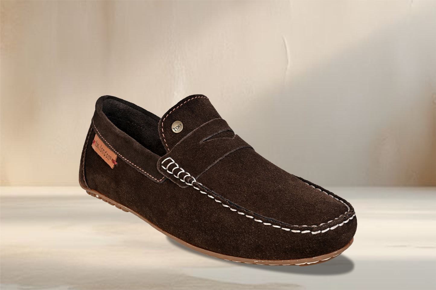 Brown Suede Men's Formal Slip-On Driving Shoes with Memory Foam