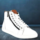 White Genuine Leather Ankle Sneakers for Men