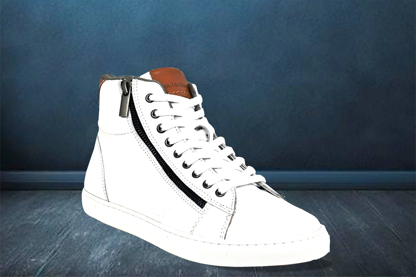 White Genuine Leather Ankle Sneakers for Men