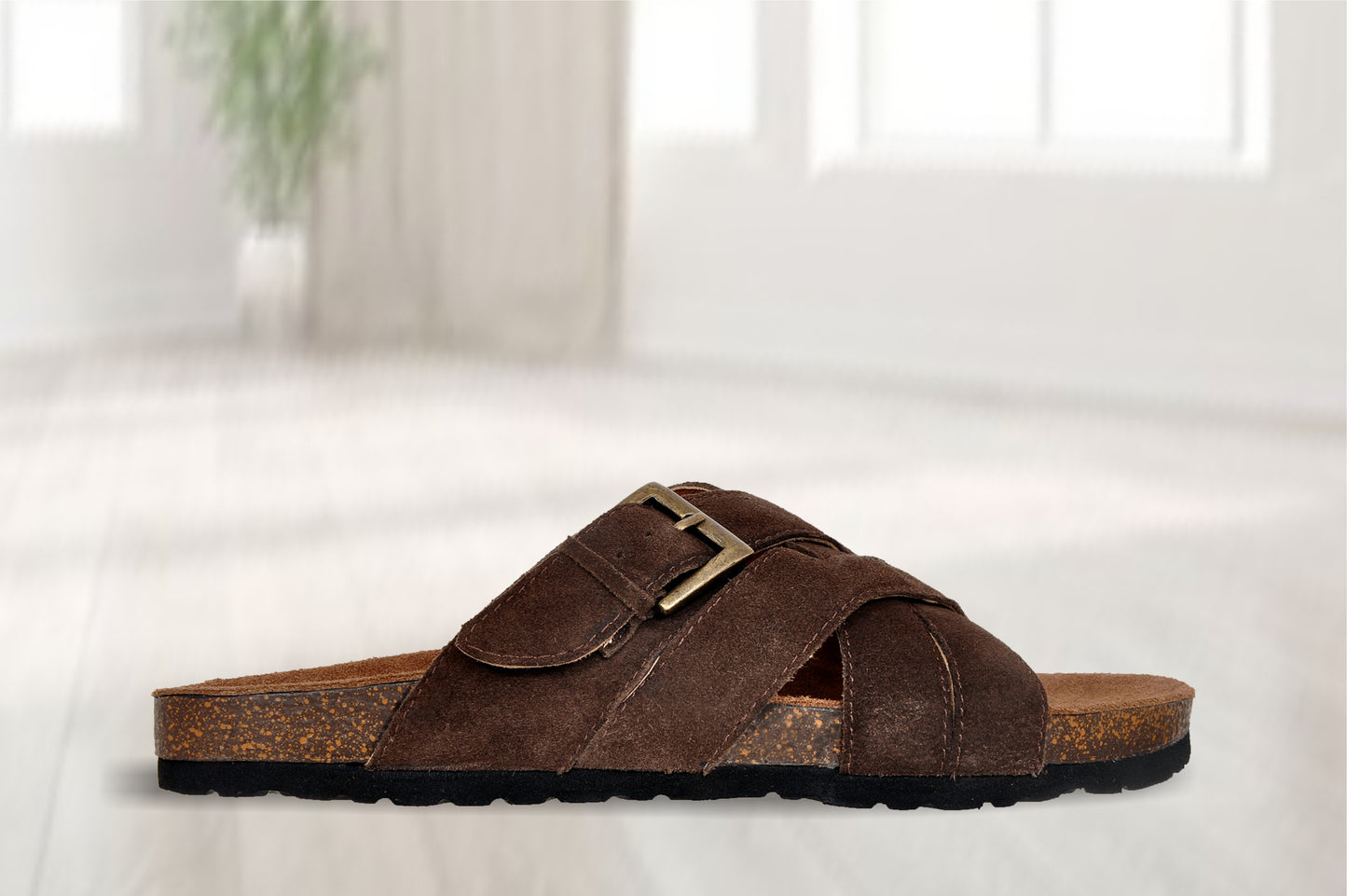 Brown Suede Slip-on Sandal Casual Flats for Men