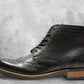 Black Genuine Leather Men's brogue lace-up boots for Casual Wear