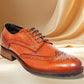 Tan Genuine Leather Lace-Up Shoes For Men