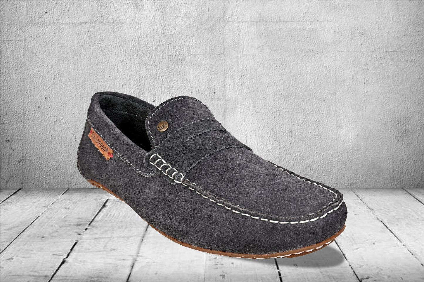 Dark Grey Suede Men's Formal Slip-On Driving Shoes with Memory Foam