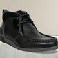 Black Leather Formal Lace-Up Chuckka Boots For Men