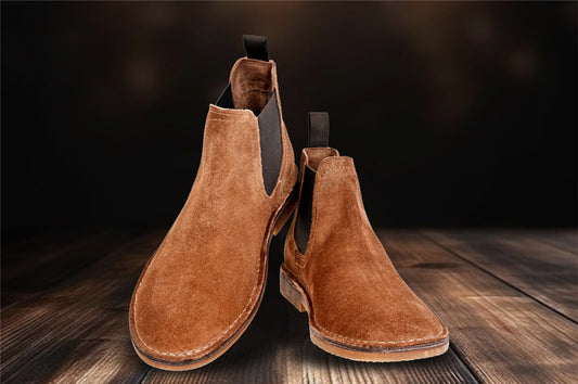 Tan Suede Chelsea Boots For Men
