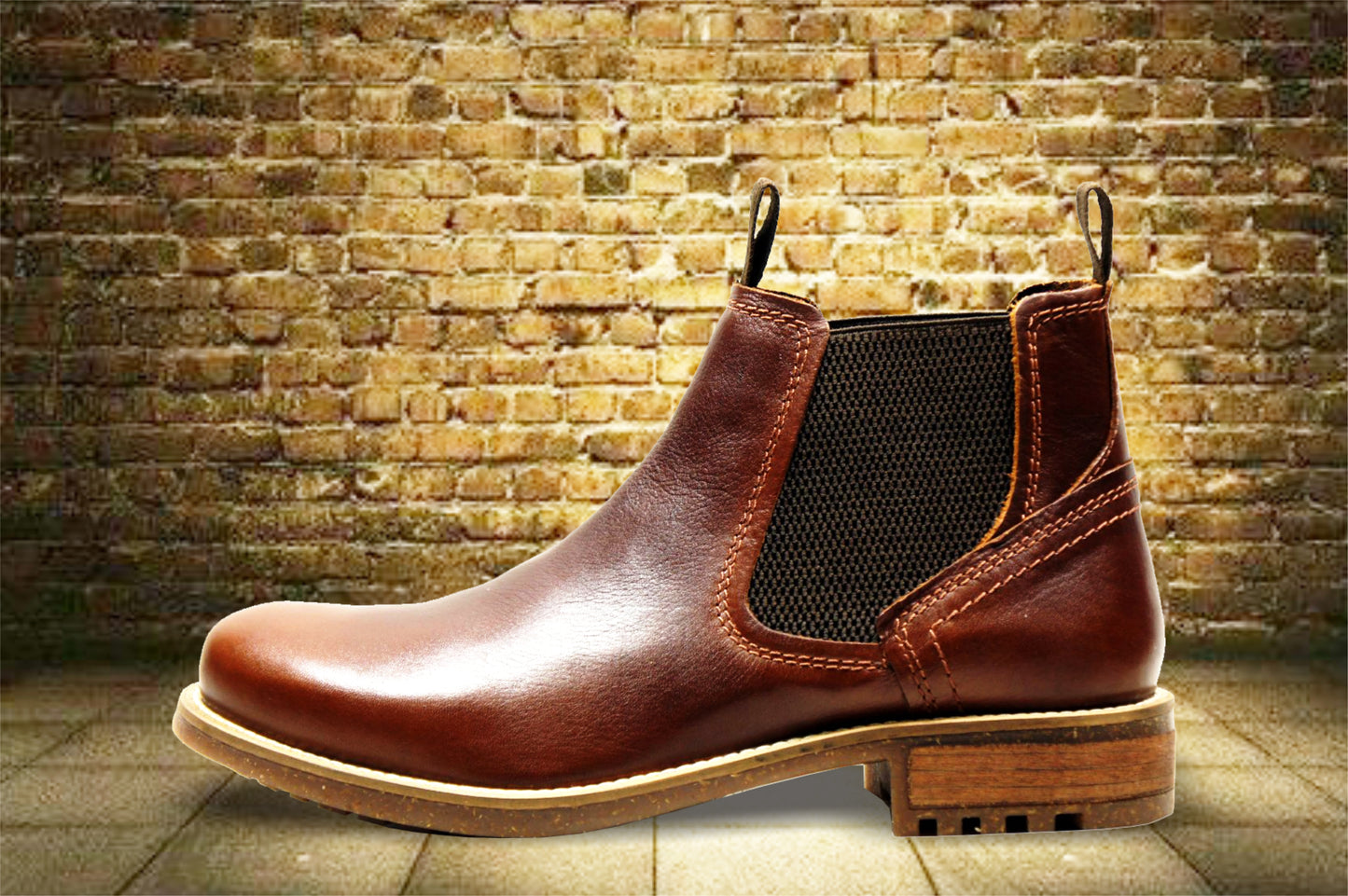 Brown Genuine Leather Men's Chelsea Boots For Casual Wear