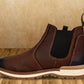 Brown Leather Round Toe Mid Top Chelsea Boots