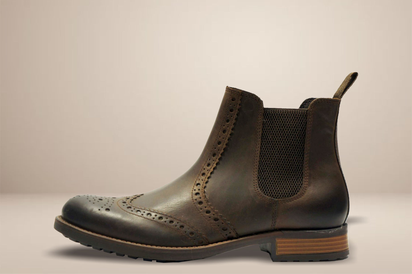 Brown Genuine Leather Men's brogue Chelsea Boots For Casual