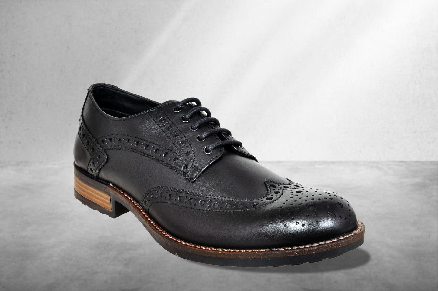 Black Genuine Leather Lace-Up Shoes For Men