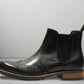 Black Genuine Leather Men's brogue Chelsea Boots For Casual