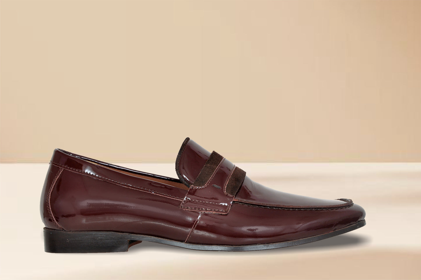 Burgandy Patent Leather Formal Penny Loafers