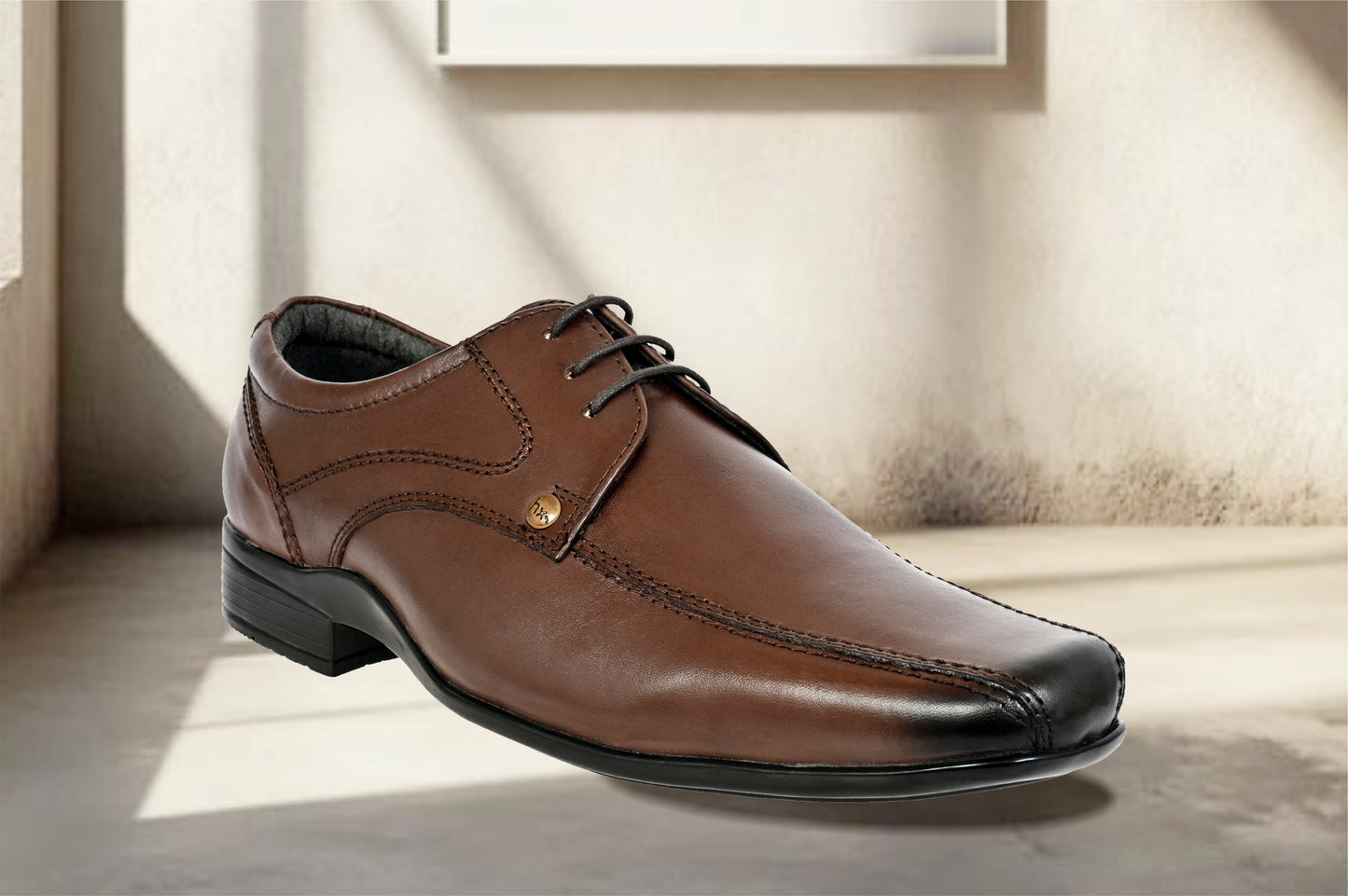 Brown Leather Formal Lace-Up Shoes For Men