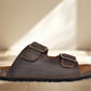 Brown Leather Sandal Slip-on Casual Leather Flats For Men