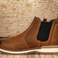 Tan Leather Round Toe Mid Top Chelsea Boots