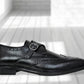 Black Leather Brogues Single Strap Formal Monk Shoes