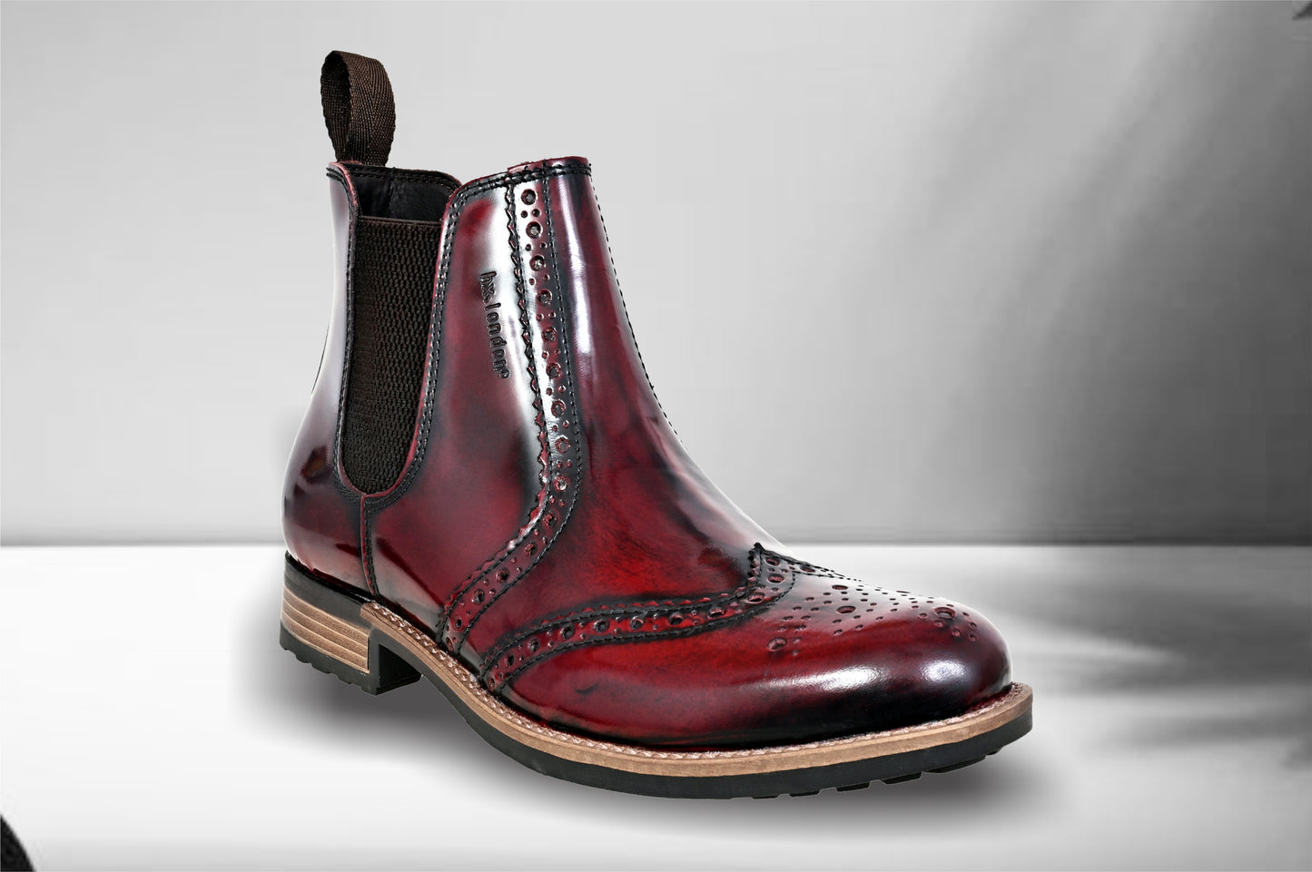 Burgundy Genuine Leather Men's brogue Chelsea Boots For Casual & Party Wear