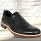 Black Leather Textured Formal Slip-On Shoes