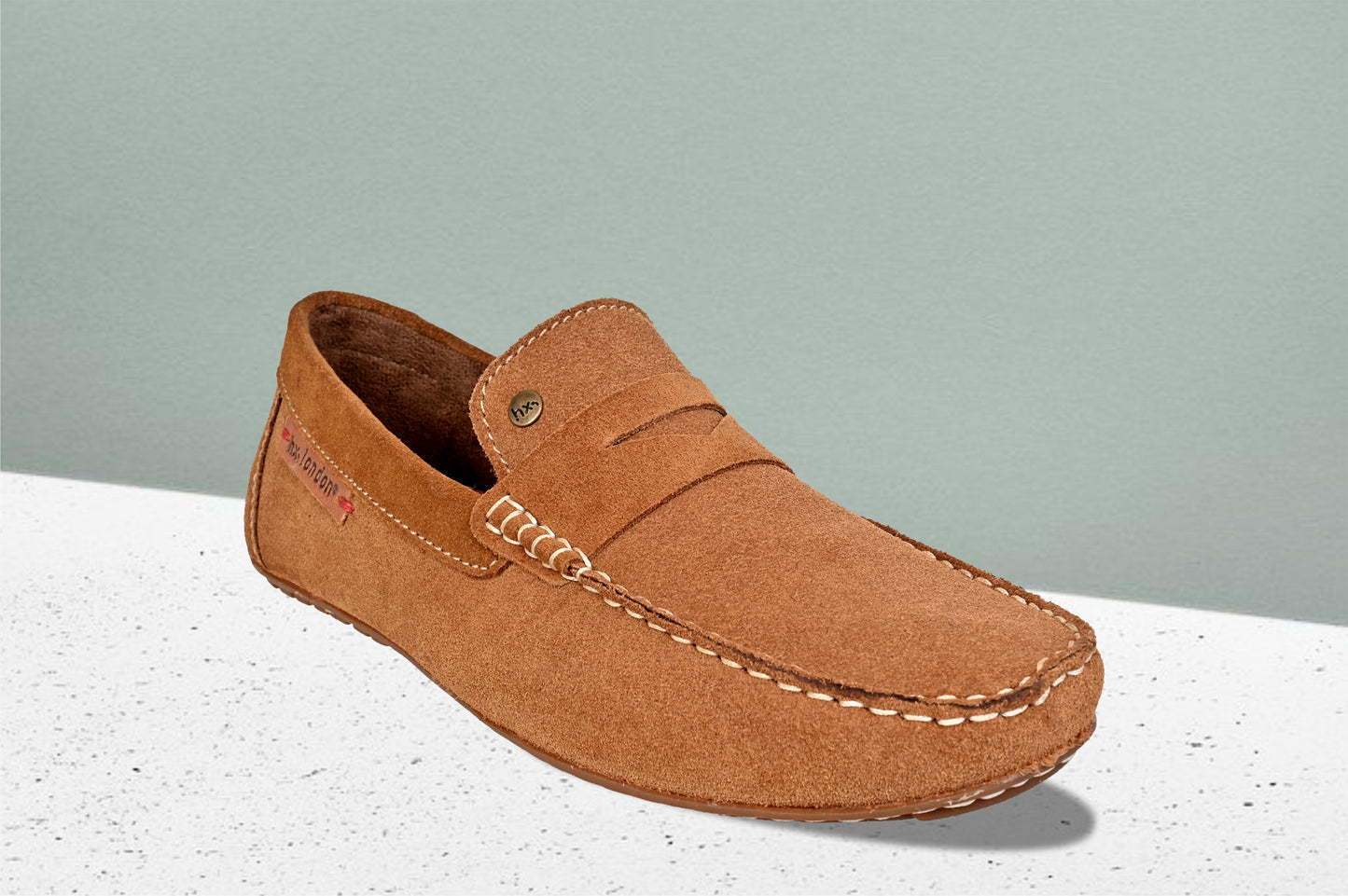 Camel Suede Men's Formal Slip-On Driving Shoes with Memory Foam