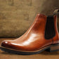 Tan Genuine Leather Men's Chelsea Boots For Casual & Party Wear