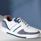 White & Grey leather Lace-up Sneakers for Men