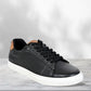 Black Genuine Leather Formal Lace-Up Sneakers For Men