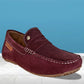 Burgandy Suede Men's Formal Slip-On Driving Shoes with Memory Foam
