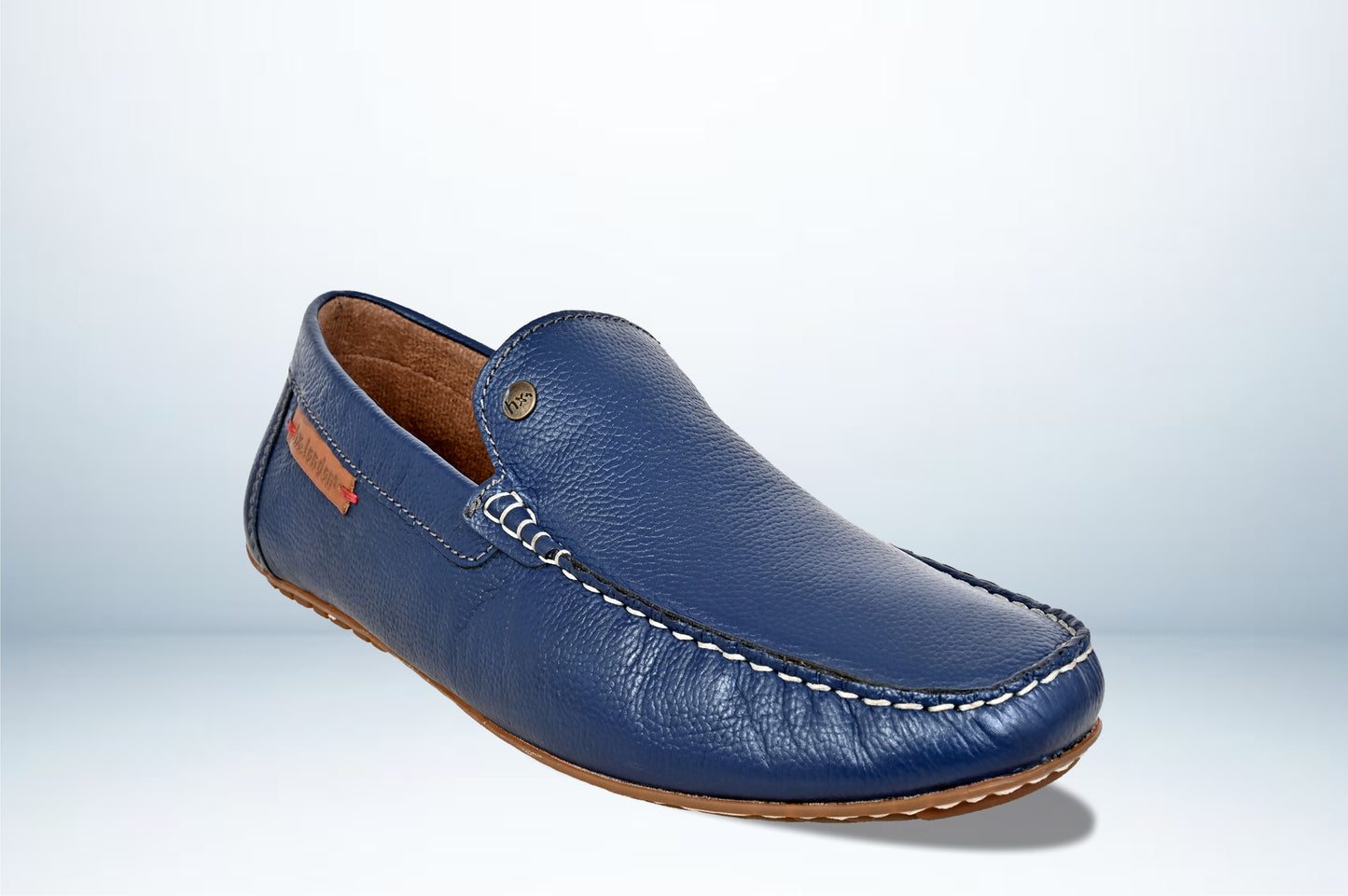 Light Blue Leather Men Lightweight Penny Driving Shoes