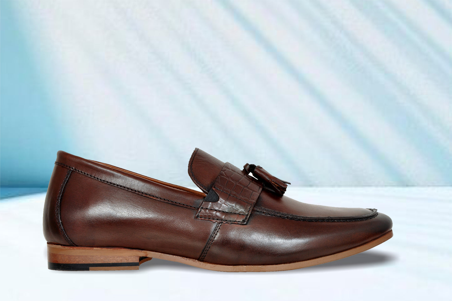 Brown Leather Formal Tassel Loafers