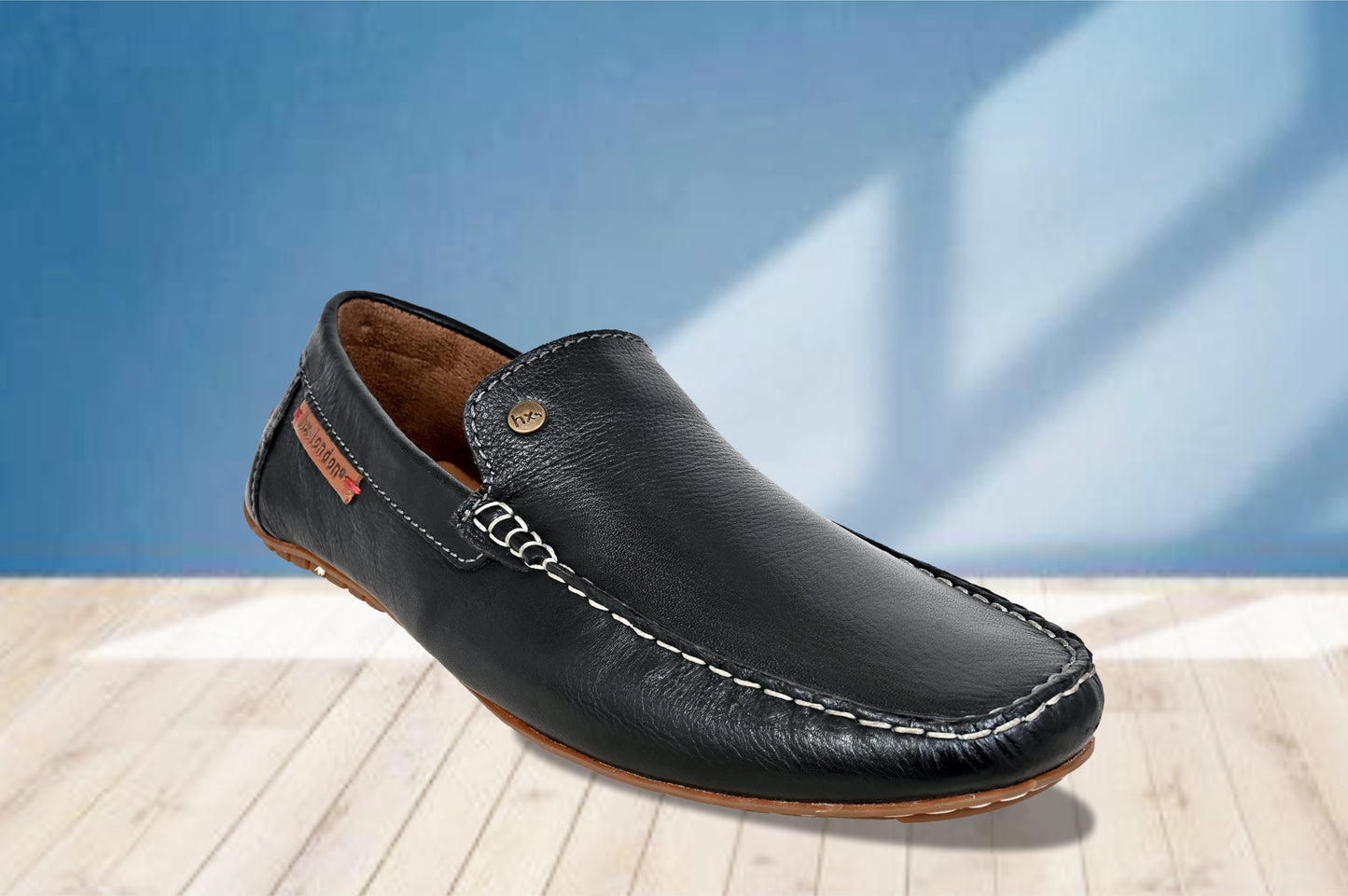Black Leather Lightweight Penny Driving Shoes