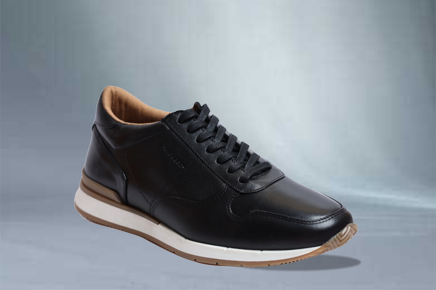 Black leather Lace-up Sneakers for Men