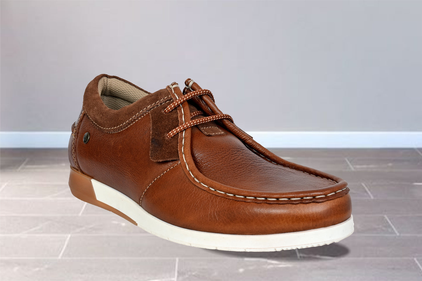 Tan Leather Formal Lace-Up Shoes For Men