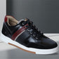 Black & Red leather Lace-up Sneakers for Men